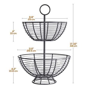 2 Tier Fruit Bowl for Kitchen Counter Standing Regal Trunk & Co, Farmhouse Wire Basket Two Tier Fruit Basket for Kitchen to Tiered Veggie, Banana, & More, Metal Wire Baskets, Elegant Gift Idea