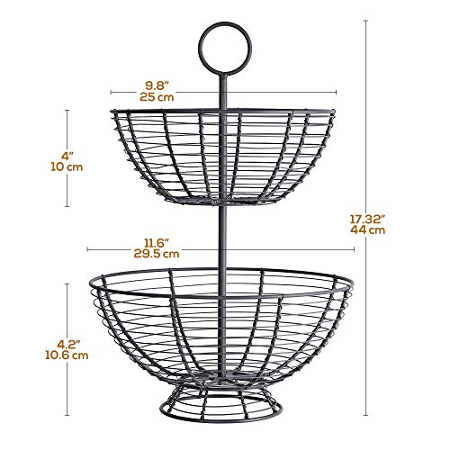 2 Tier Fruit Bowl for Kitchen Counter Standing Regal Trunk & Co, Farmhouse Wire Basket Two Tier Fruit Basket for Kitchen to Tiered Veggie, Banana, & More, Metal Wire Baskets, Elegant Gift Idea