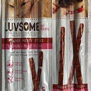 Luvsome Cat Treats Tender Meaty Sticks Salmon & Trout 1-Pack 5-Individual Sticks