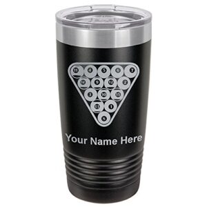 lasergram 20oz vacuum insulated tumbler mug, billiard balls, personalized engraving included (black)
