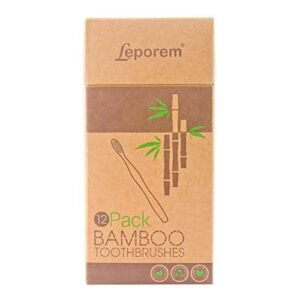 12 Individual Pack Premium Bamboo Toothbrush-All Natural Organic Waveform Toothbrushes with Charcoal Infused BPA Free Medium Bristles, Teeth Whitening, Biodegradable Eco Friendly, Vegan, Kooler-Things