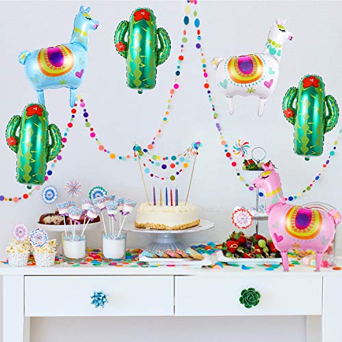  6 Pieces Llama Alpaca Foil Balloons,Llama Balloons Mylar Foil Animals Alpaca Balloons For Birthday Mexican Fiesta Luau Party Decorations