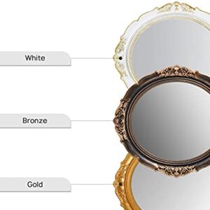 OMIRO Decorative Wall Mirror, Vintage Hanging Mirrors for Bedroom Living-Room Dresser Decor, Oval Antique Gold 13" W x 15" L