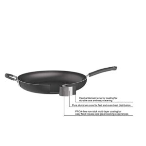 Amazon Basics Hard Anodized Non-Stick 14-Inch Skillet with Helper Handle, Black