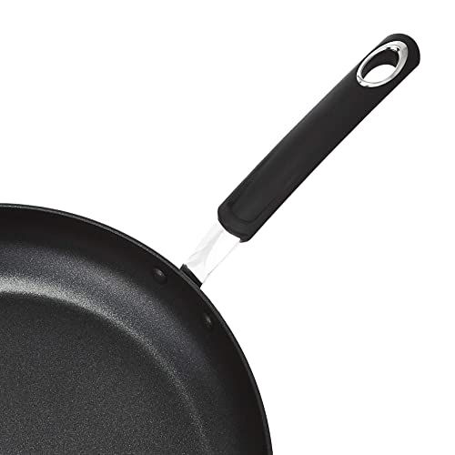 Amazon Basics Hard Anodized Non-Stick 14-Inch Skillet with Helper Handle, Black