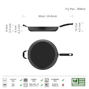 Amazon Basics Hard Anodized Non-Stick 14-Inch Skillet with Helper Handle, Black