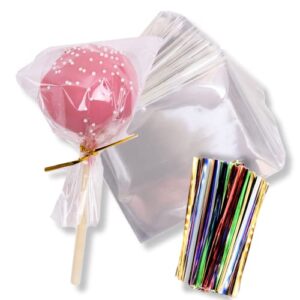 200 clear plastic cellophane bags cake pop bags 3 in x 4 with 4" twist ties candy bags cookie bags treat bags clear gift bags cellophane treat bags 3x4 inch