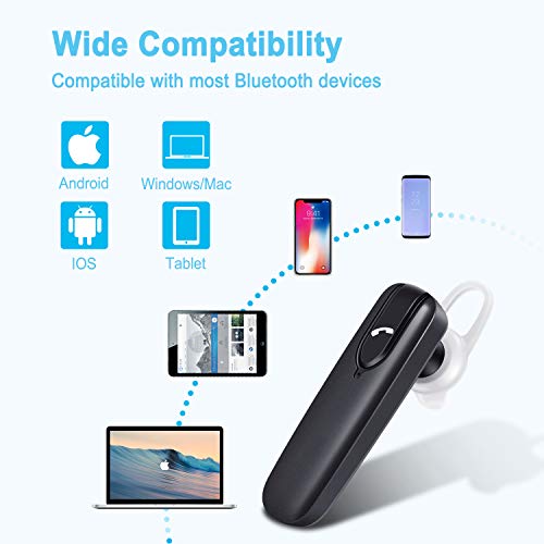 Bluetooth Headset for Cell Phones,Voice Command Wireless Headset with Noise Cancelling,Hands Free Bluetooth Headphone Earbuds Fit for iPhone Android Samsung Laptop Truck Driver