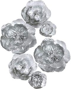 letjolt artificial paper flower decorations for wall wedding backdrop birthday party baby shower bridal shower nursery wall decor(silver set 6)