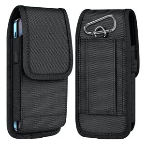 ykooe cell phone pouch nylon belt holster case compatible with iphone 14 12, 12 pro, 11, 11 pro, 13, 13 pro, xr x 6 7 8 plus samsung galaxy s20 s21 fe s10+ s9 a01 lg google - large