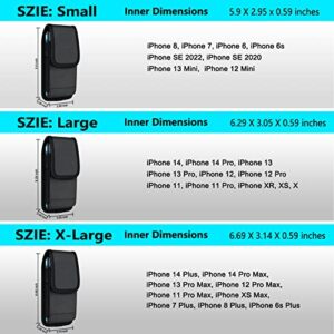 ykooe Cell Phone Pouch Nylon Belt Holster Case Compatible with iPhone 14 12, 12 Pro, 11, 11 Pro, 13, 13 Pro, XR X 6 7 8 Plus Samsung Galaxy S20 S21 FE S10+ S9 A01 LG Google - Large