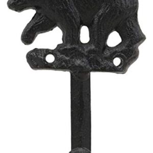 Ebros Set of 2 Rustic Whimsical Forest Black Bear Roaming The Woodlands Cast Iron Wall Hooks 5" High Western Bears Themed Hanging Mount Hook for Coats Hats Keys Leashes Backpacks Decor Sculpture