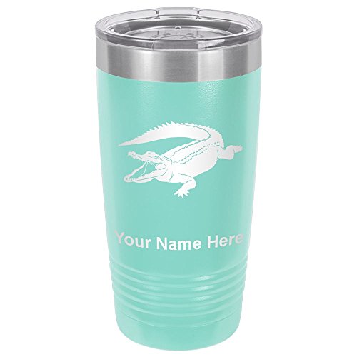 LaserGram 20oz Vacuum Insulated Tumbler Mug, Alligator, Personalized Engraving Included (Teal)