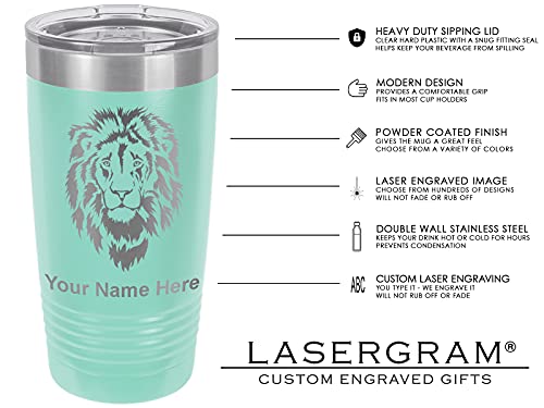 LaserGram 20oz Vacuum Insulated Tumbler Mug, Alligator, Personalized Engraving Included (Teal)