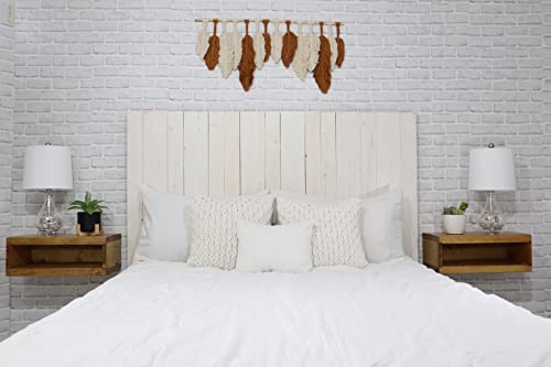 Barn Walls Whitewash Headboard King Size Weathered, Hanger Style, Handcrafted. Mounts on Wall. Easy Installation