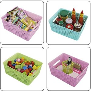 Kuber Industries Plastic 3 Pieces Small Size Multipurpose Solitaire Storage Basket with Lid (Multi) -CTLTC10899