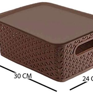 Kuber Industries Plastic 3 Pieces Small Size Multipurpose Solitaire Storage Basket with Lid (Multi) -CTLTC10899