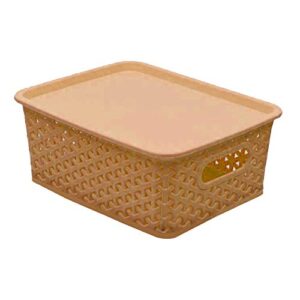 Kuber Industries Plastic 3 Pieces Small Size Multipurpose Solitaire Storage Basket with Lid (Multi) -CTLTC10899