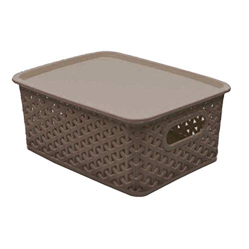 Kuber Industries Plastic 3 Pieces Small Size Multipurpose Solitaire Storage Basket with Lid (Multi) -CTLTC10899