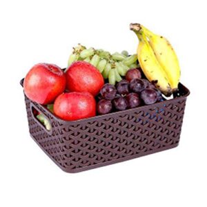 Kuber Industries Plastic 3 Pieces Small Size Multipurpose Solitaire Storage Basket with Lid (Multi) -CTLTC10899