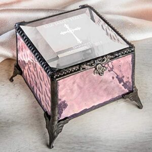 Baptism Gift for Girls Personalized Keepsake Box Pink Stained Glass Engraved Jewelry J Devlin Box 903 EB222 (Pink)