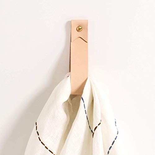 KEYAIIRA - Medium Leather Wall Hook, minimalist leather strap hanger for bath towel holder leather wall hook strap towel hook bathroom decor brass towel ring nordic home