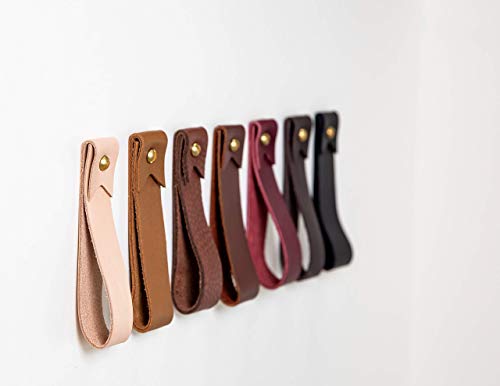 KEYAIIRA - Medium Leather Wall Hook, minimalist leather strap hanger for bath towel holder leather wall hook strap towel hook bathroom decor brass towel ring nordic home