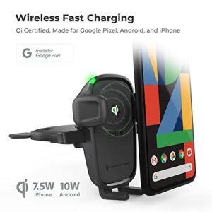 iOttie Car Charger Easy One Touch Wireless 2 Qi Charging CD Slot + Air Vent Combo Phone Mount for iPhone, Samsung Galaxy, Huawei, LG, Smartphones