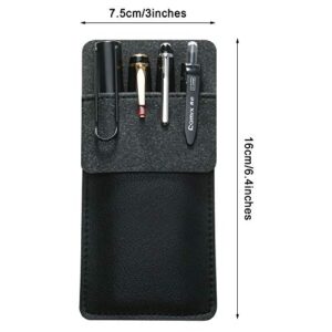 4 Packs Pocket Protector, Leather Pen Pouch Holder Organizer for Lab Coats/shirts/pen Note, Handmade Pencil Pocket Holder for School Office Hospital Supplies (Black)