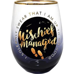 spoontiques mischief managed stemless glass
