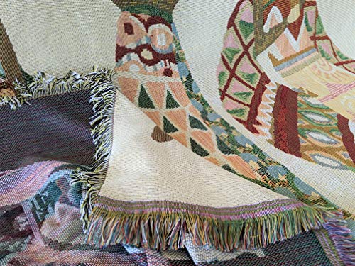 DaDa Bedding Elegant Dancing African Women Tapestry Throw Blanket - Festive Celebrate Kwanzaa w/Fringe Tassels - Cottage Woven Ethnic Culture Needle Stitched Design - 50” x 60” (7173)