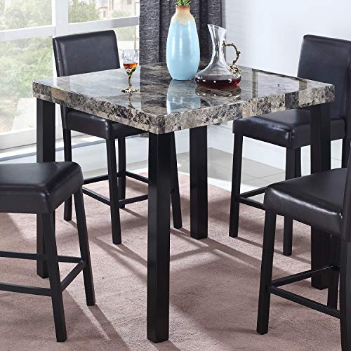 Best Master Furniture Britney Transitional Faux Marble Top Counter Table, Espresso Finish