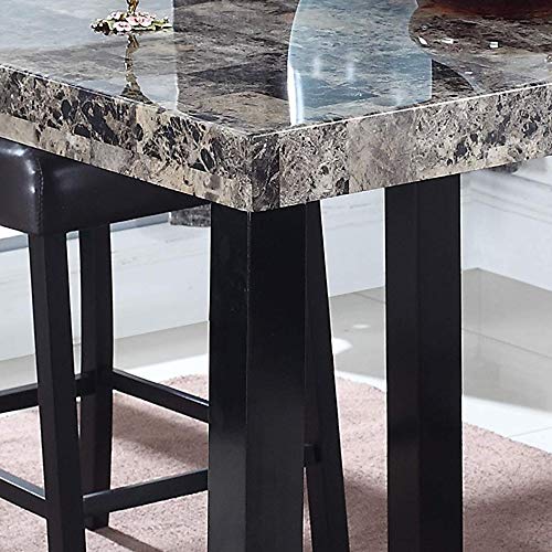 Best Master Furniture Britney Transitional Faux Marble Top Counter Table, Espresso Finish