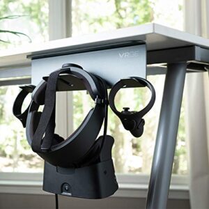 VRGE VR Stand Under Desk Storage Display Hook Organizer - Premium Metal - for Meta Oculus Rift S Quest 2, HTC Vive Pro, Sony Playstation PS5 VR2, Valve Index, Vive Cosmos and Mixed Reality Headsets