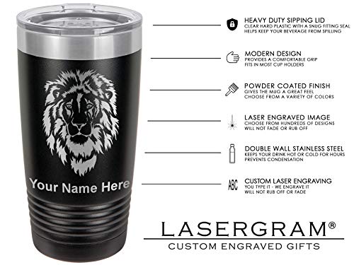LaserGram 20oz Vacuum Insulated Tumbler Mug, Horseshoe with Horse, Personalized Engraving Included (Black)
