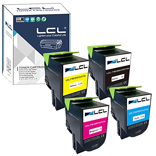 LCL Remanufactured Toner Cartridge Replacement for Lexmark 71B10K0 71B0010 71B0020 71B0030 71B0040 CS317dn CX317dn CS417dn CX417de CS517de CX517de (4-Pack Black Cyan Magenta Yellow)