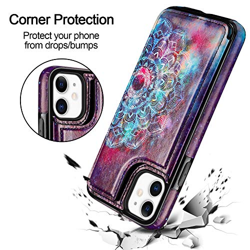 HianDier Wallet Case for iPhone 11 6.1-inch Slim Protective Case with Credit Card Slot Holder Flip Folio Soft PU Leather Magnetic Closure Cover for 2019 iPhone 11 iPhone XI, Mandala