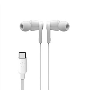 Belkin SoundForm Headphones - Wired In-Ear Earphones With Microphone - Wired Earbuds For iPad Mini, Galaxy & More With USB-C Connector (USB-C Headphones) (White)