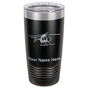 lasergram 20oz vacuum insulated tumbler mug, helicopter 1, personalized engraving included (black)