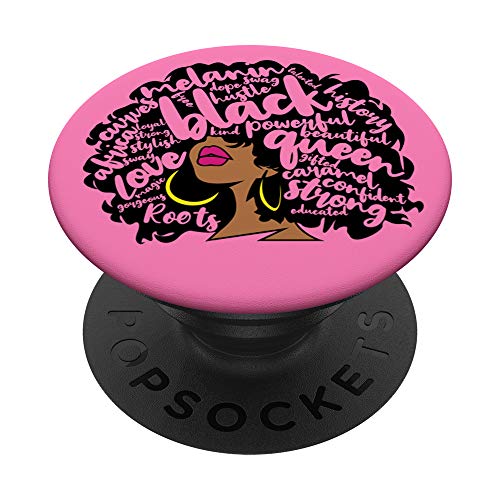 Melanin Women Black History Month October Afro Word Art PopSockets Swappable PopGrip