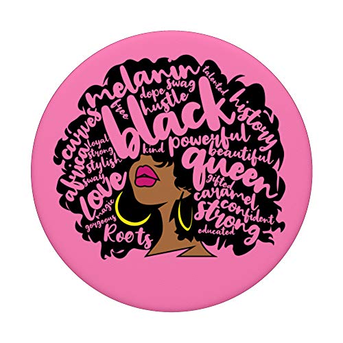 Melanin Women Black History Month October Afro Word Art PopSockets Swappable PopGrip