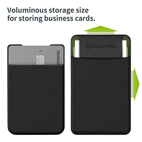 Sinjimoru Business Card Holder for Back of Phone, Reusable iPhone Stick on Wallet, Credit Card Holder for Smartphone. Sinji Pouch L-Flap Black