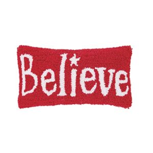 c&f home believe hooked pillow petite christmas xmas winter decor decoration throw pillow for couch chair living room bedroom 6 x 12 red
