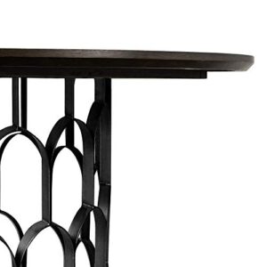 Gatsby Oak Wood and Metal Dining Room Kitchen Table, 55" Wide