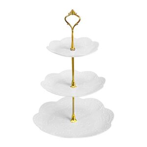 coitak 3 tier cupcake stand, plastic tiered serving stand, dessert tower tray for tea party, baby shower and wedding (round)