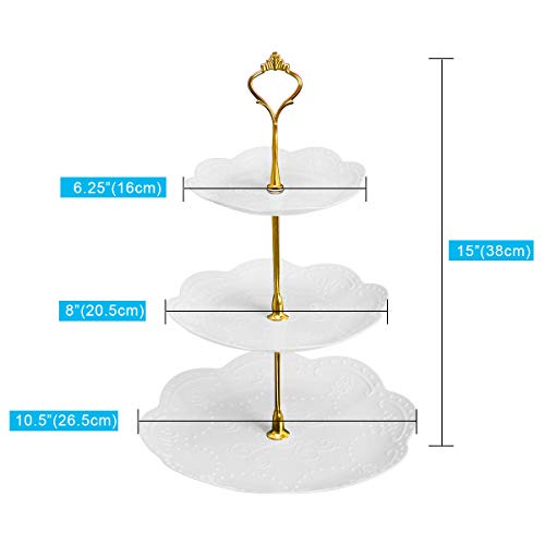 Coitak 3 Tier Cupcake Stand, Plastic Tiered Serving Stand, Dessert Tower Tray for Tea Party, Baby Shower and Wedding (Round)