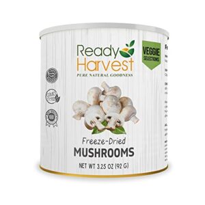 ready harvest - freeze dried whole foods for emergency food storage, camping supplies, and survival kits | sealed fresh in #10 can | 30 year shelf life | 1 can | mushrooms