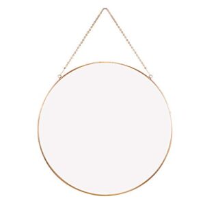dahey hanging circle mirror wall decor small gold round mirror with hanging chain for living room bathroom bedroom ,gold, 11.75" x 11.75"