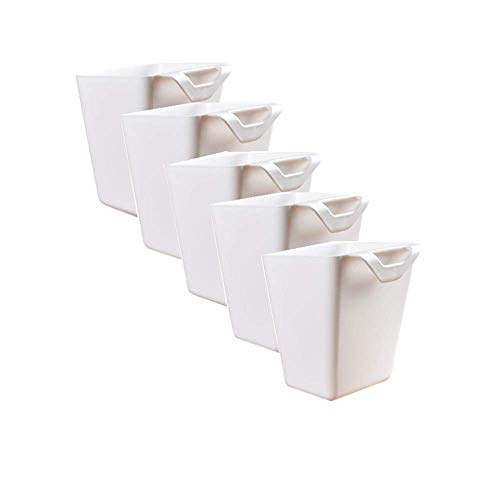 DODXIAOBEUL 5pcs Hanging Cup Holder,Rolling Cart Accessories Utility cart Accessories Hanging Bins,Hanging Flower Pots,Space Saver,Storage Bucket Desktop Container,Make Up Pencil Holder White