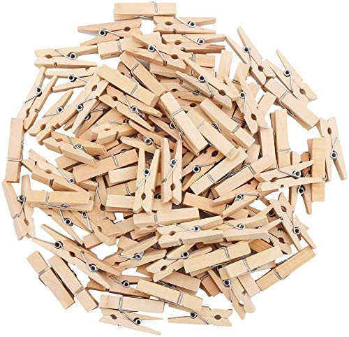 FINGOOO 1.4-inches Length Mini Wooden Clothespins,100 PCS for Baby Clothes Pins, Clip Photo Holders